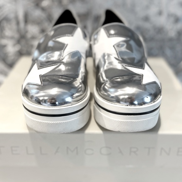 Stella McCartney Binx Metallic Star Platform Loafer Sneaker Indium/White Sz 5.5 - Picture 5 of 9